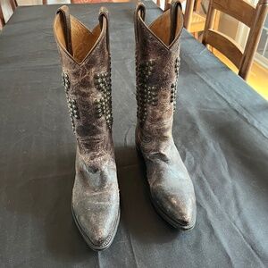 Distressed Frye Cowboy Boot